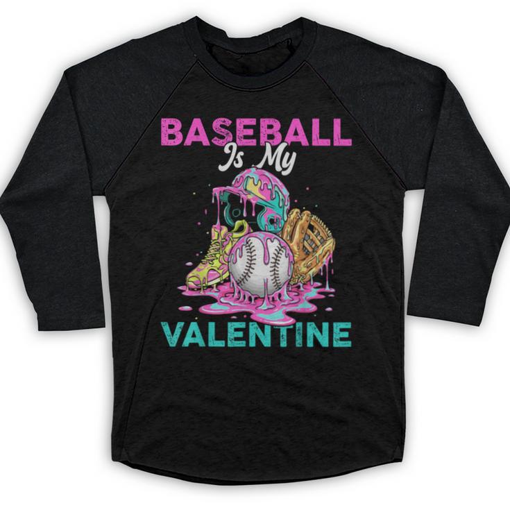 Baseball Is My Valentine Ice Cream Drip Crossed Bats Sport Baseball Raglan Shirt
