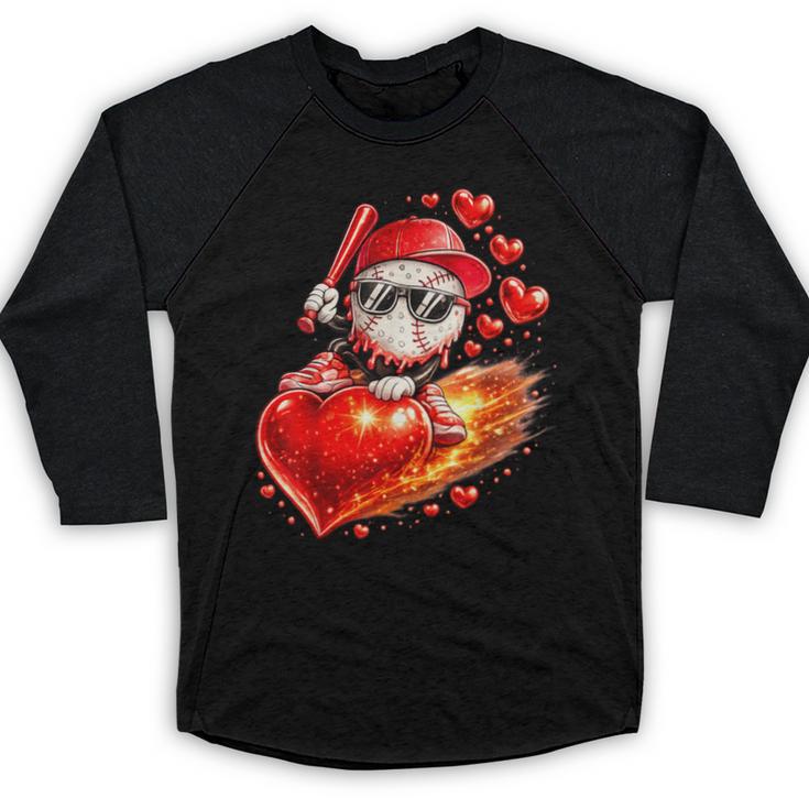 Baseball Valentine's Day Drip Ice Cream Team Baseball Raglan Shirt