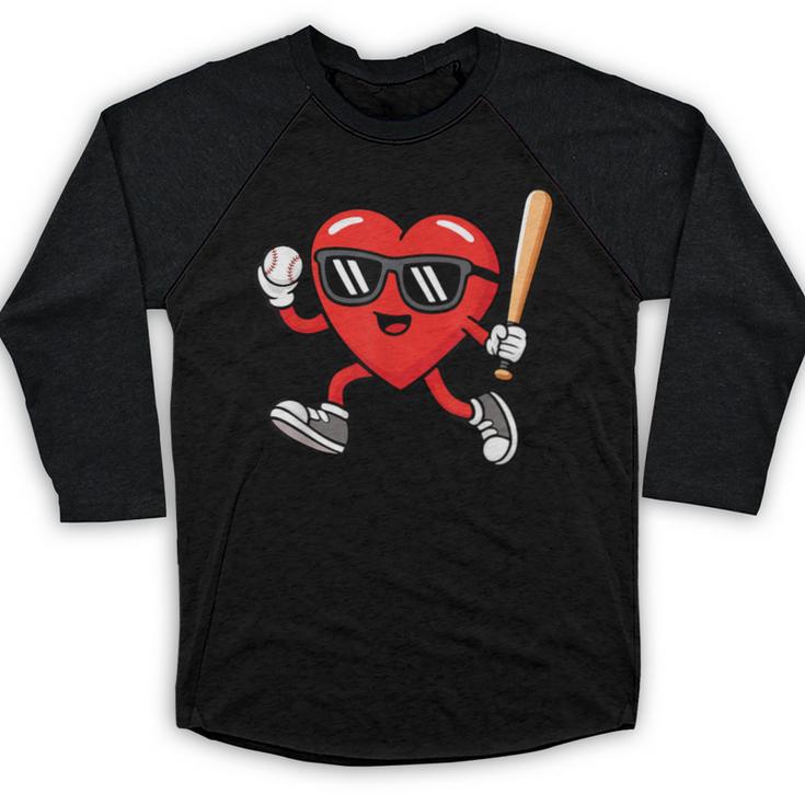 Baseball Valentines Day Heart Boys Sports Love Baseball Raglan Shirt