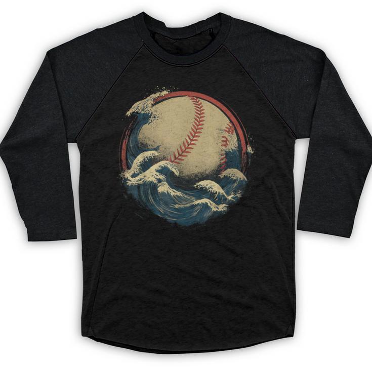 Baseball Waves Ocean Sports Baseball Fans Baseball Raglan Shirt