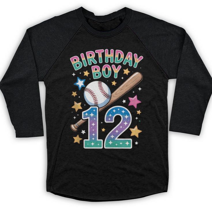Birthday Boy 12th Birthday Baseball Baseball Raglan Shirt