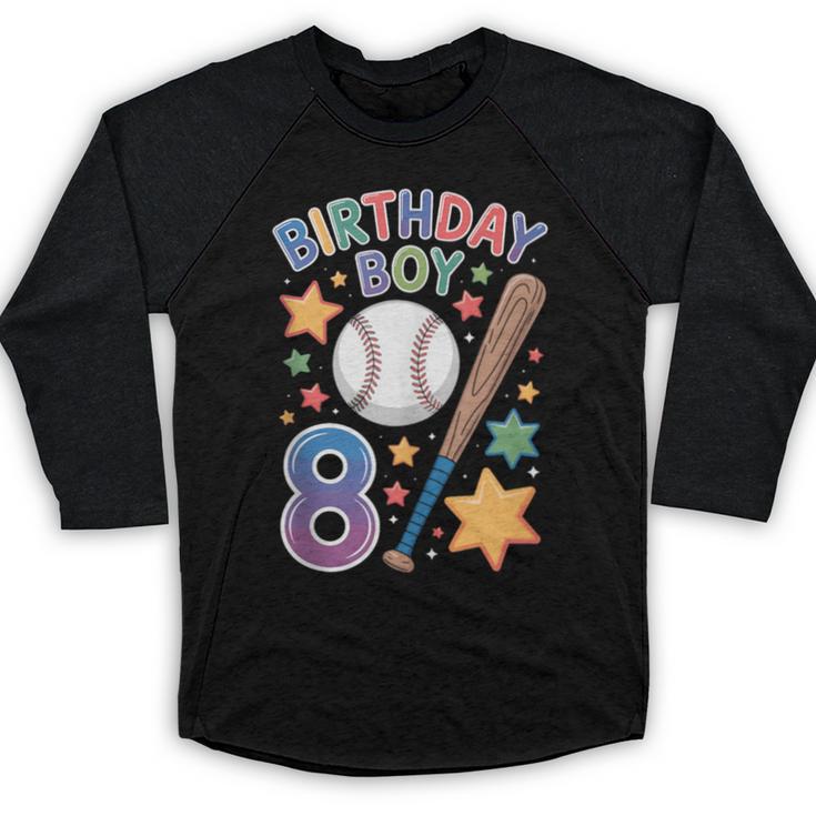 Birthday Boy 8th Birthday Baseball Baseball Raglan Shirt