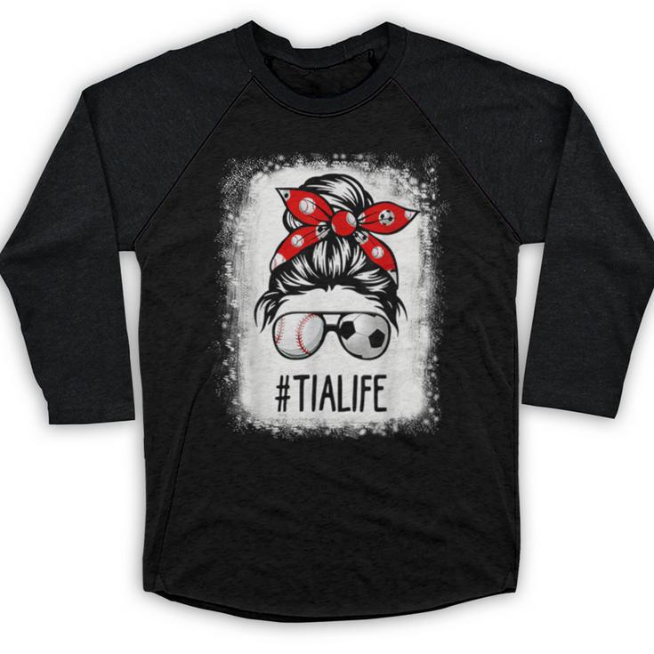 Bleached Tia Life Soccer Messy Bun Baseball Game Day Baseball Raglan Shirt