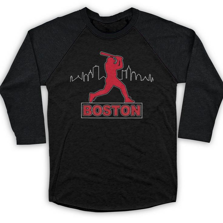 Boston Lovers Skyline Retro Baseball Heartbeat Men Women Baseball Raglan Shirt