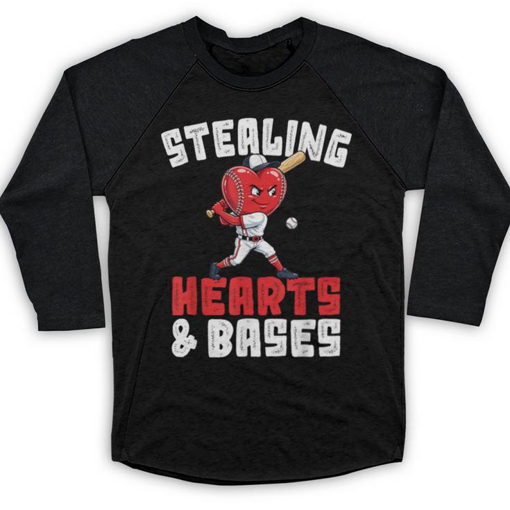 Boys Baseball Valentines Shirt Sterling Hearts Baseball Baseball Raglan Shirt