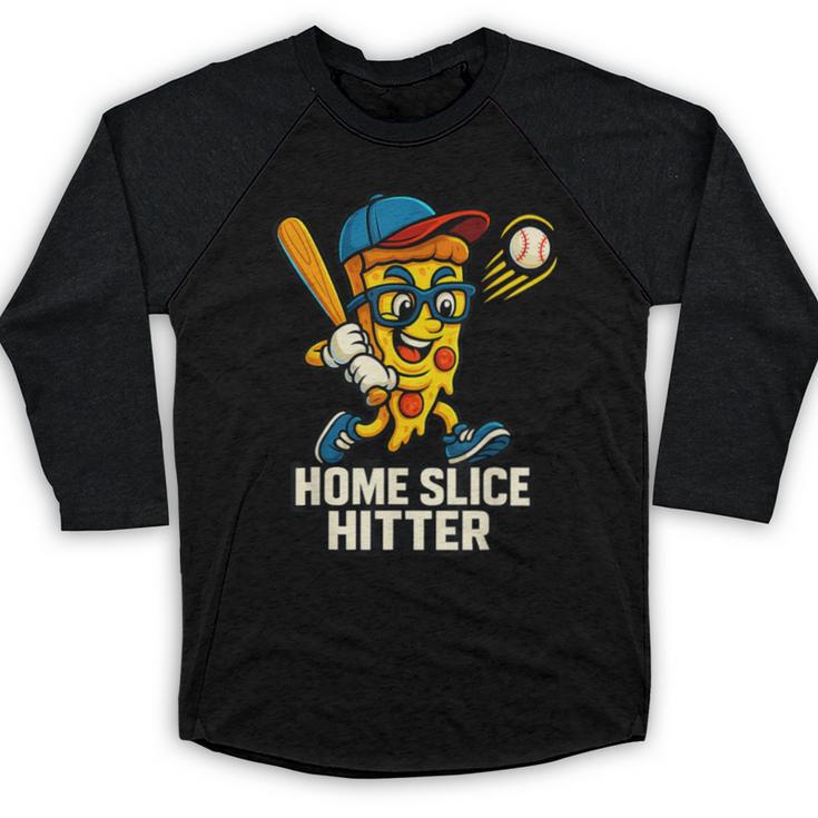 Boys Pizza Theme Baseball Home Hitter Baseball Raglan Shirt