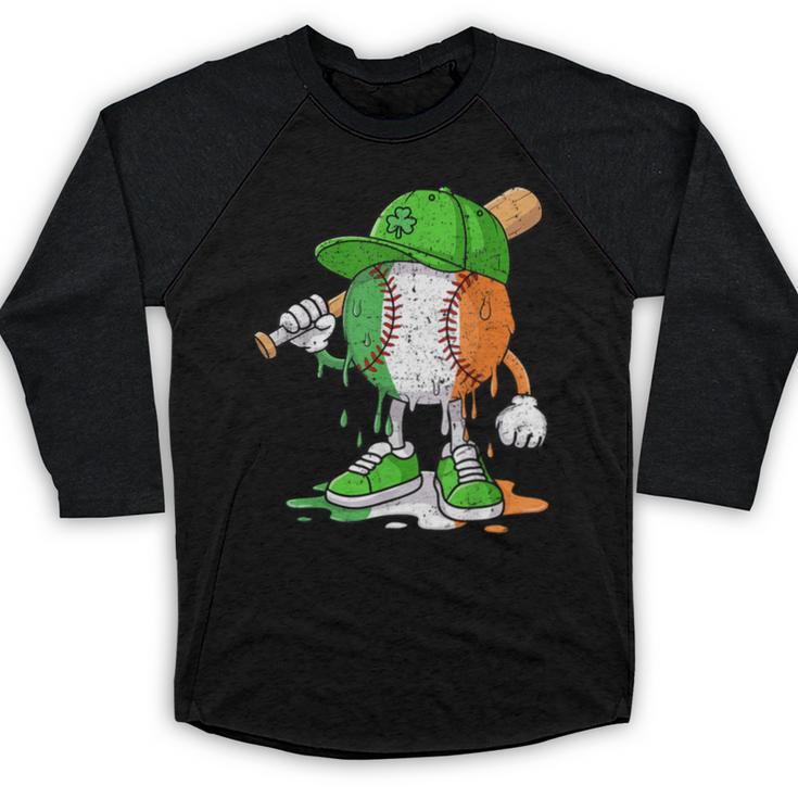 Boys St Patricks Day Irish Flag Kids Baseball Ice Cream Drip Baseball Raglan Shirt