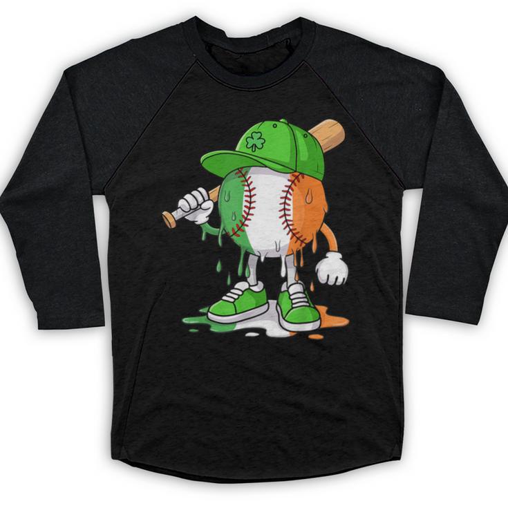 Boys St Patricks Day Kids Baseball Player Ice Cream Drip Baseball Raglan Shirt