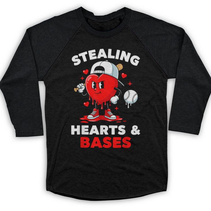 Boys Valentines Baseball Drip Icecream Stealing Hearts Kids Baseball Raglan Shirt