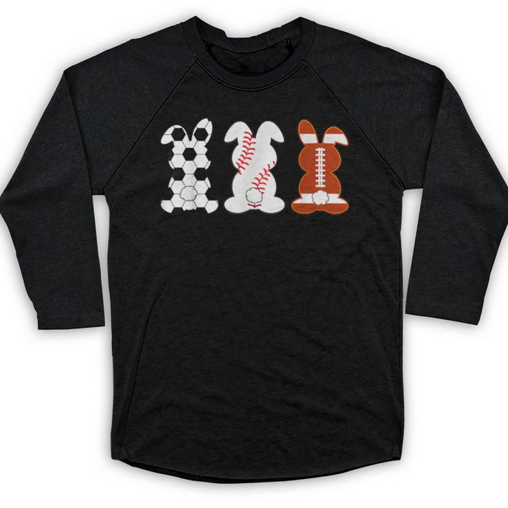Bunny Football Baseball Sport Easter Day Baseball Raglan Shirt