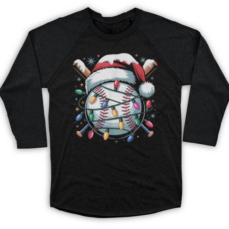 Christmas Baseball Boy Youth Kid Men Santa Hat Xmas Baseball Baseball Raglan Shirt