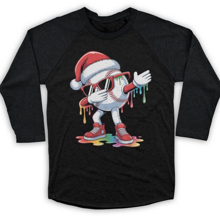 Christmas Baseball Ice Cream Dripping Santa Baseball Drip Baseball Raglan Shirt