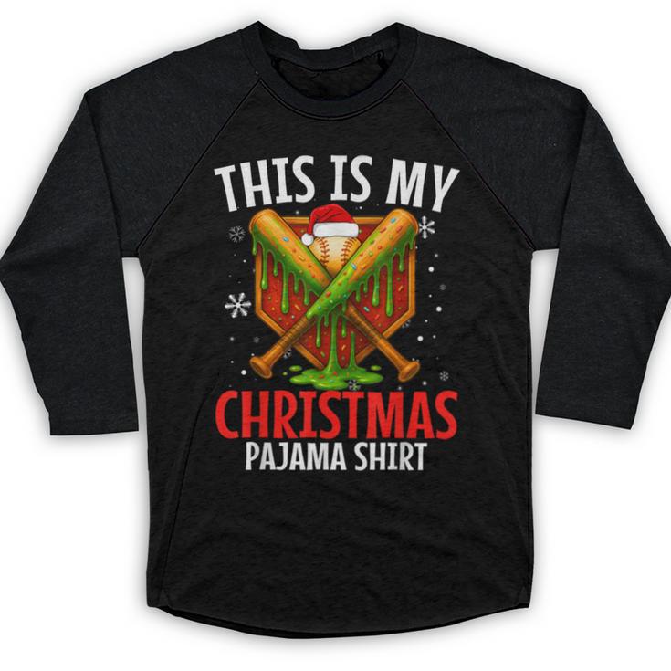My Christmas Baseball Pajama Helmet Santa Xmas Men Boys Baseball Raglan Shirt