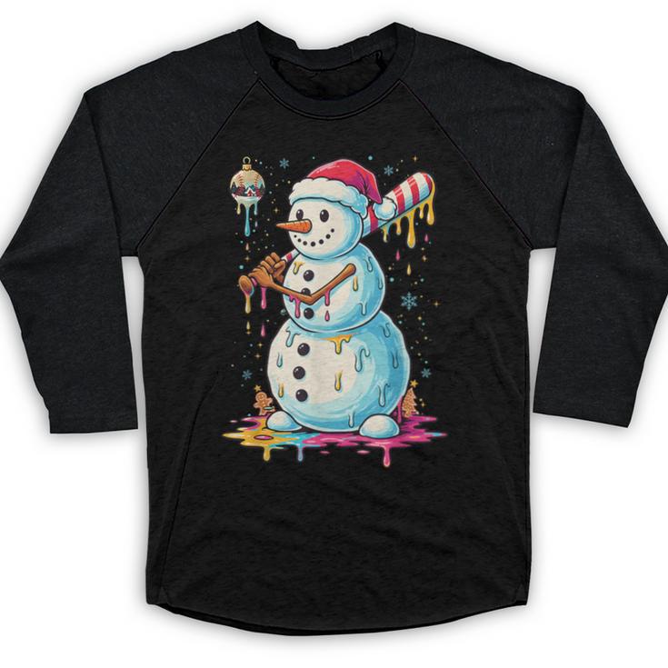 Christmas Baseball Snowman Drip For Boys Men Girls Women Baseball Raglan Shirt