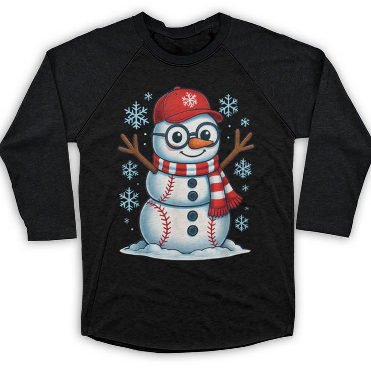 Christmas Baseball Snowman Xmas Pajamas Women Men Boys Baseball Raglan Shirt