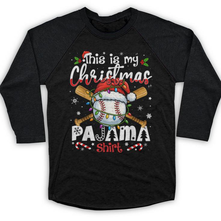 This Is My Christmas Pajama Shirt Baseball Xmas PJs Boys Men Baseball Raglan Shirt