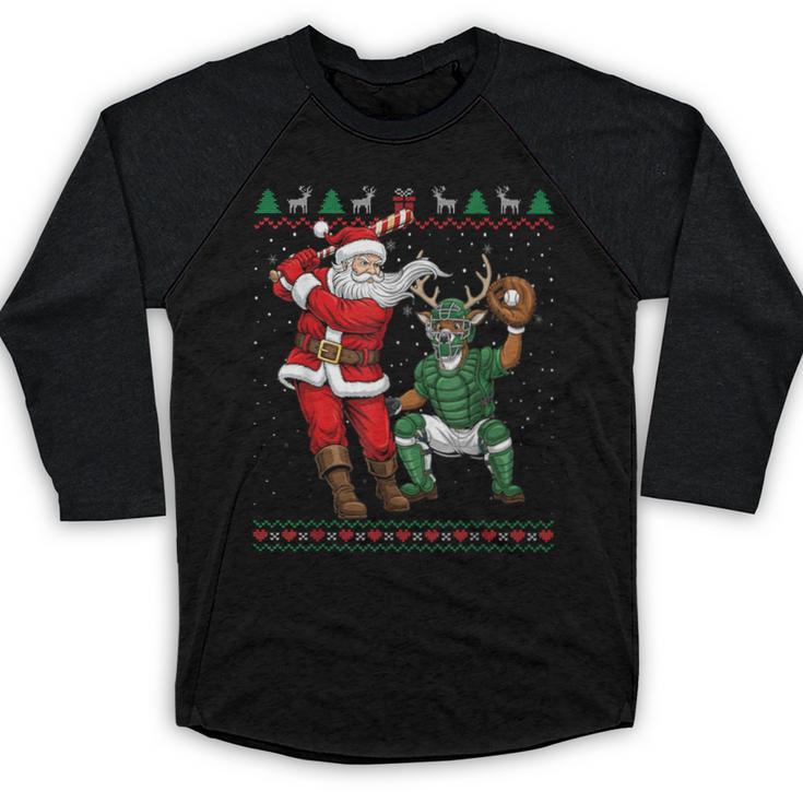 Christmas Santa Baseball Ugly Sweater Baseball Raglan Shirt