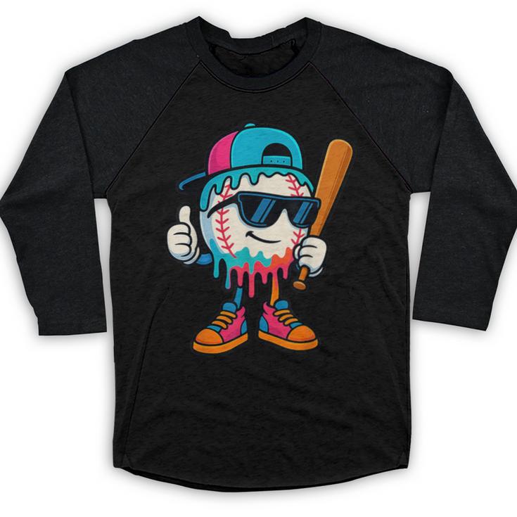 Cool Baseball Drip For Boys Ice Cream Drip Baseball Kids Baseball Raglan Shirt