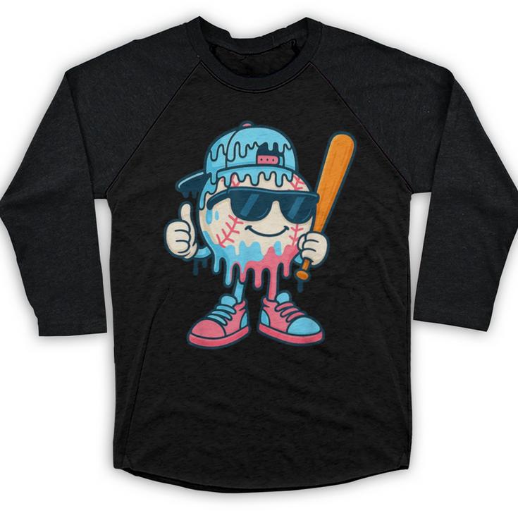 Cool Ice Cream Drip Baseball Drip For Boys Sports Kids Baseball Raglan Shirt