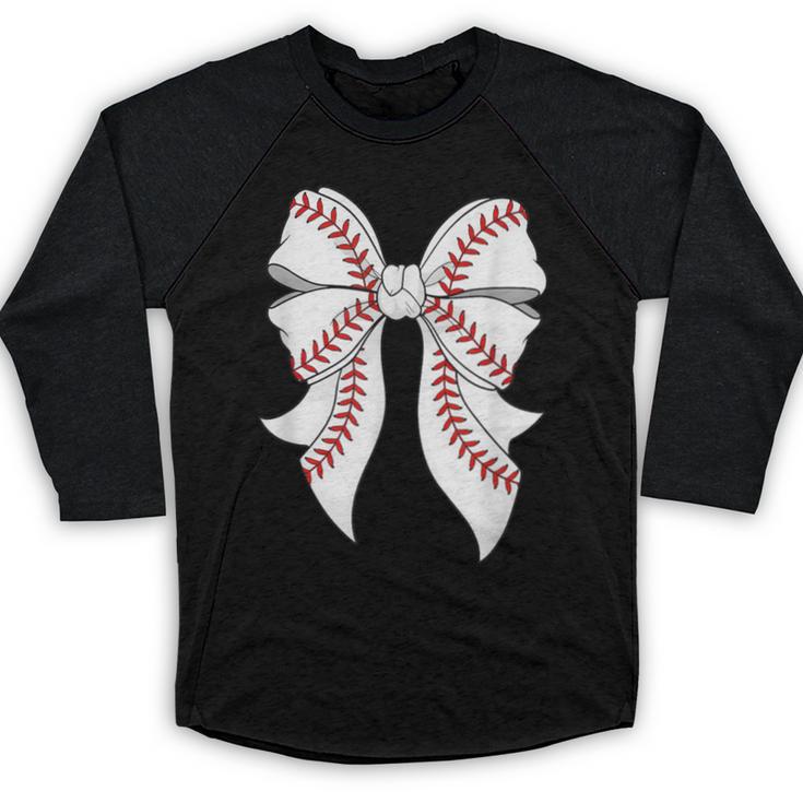 Cute Baseball Coquette Bow For Women Girls Baseball Mama Mom Baseball Raglan Shirt