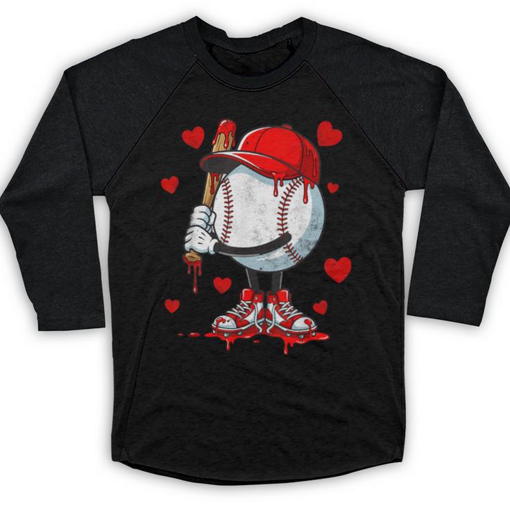 Cute Dripping Baseball Lover Valentines Day Boys Kids Baseball Raglan Shirt