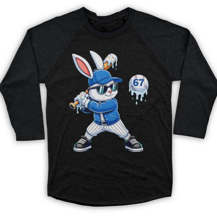 Dripping Drip Baseball Rabbit Bunny Easter Men Boy Kid Baseball Raglan Shirt