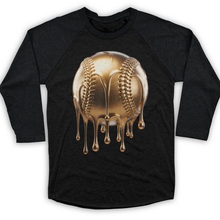 Dripping Gold Drip Baseball Game Day Player Coach Baller Baseball Raglan Shirt