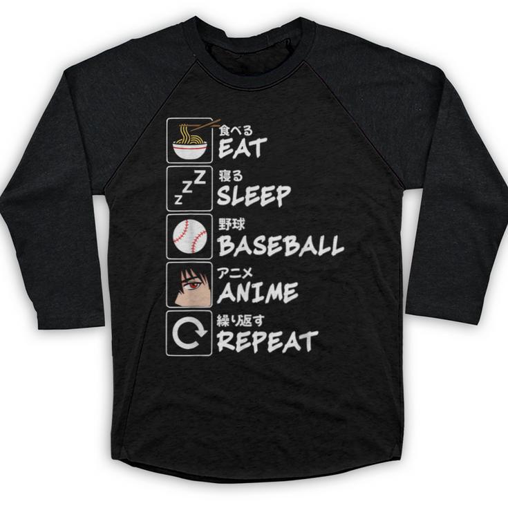 Eat Sleep Baseball Anime Repeat Japanese Otaku Baseball Raglan Shirt