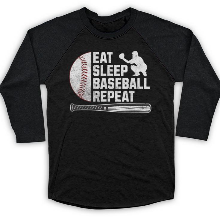 Eat Sleep Baseball Repeat Baseball Player Men Boys Baseball Raglan Shirt