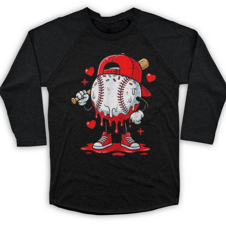 Game Day Baseball Drip Valentine Hearts Sport Lover Baseball Raglan Shirt