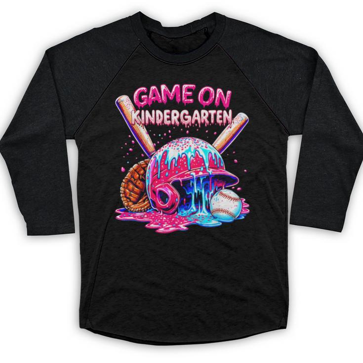 Game Kindergarten Baseball Ice Cream Drip On Back To School Baseball Raglan Shirt