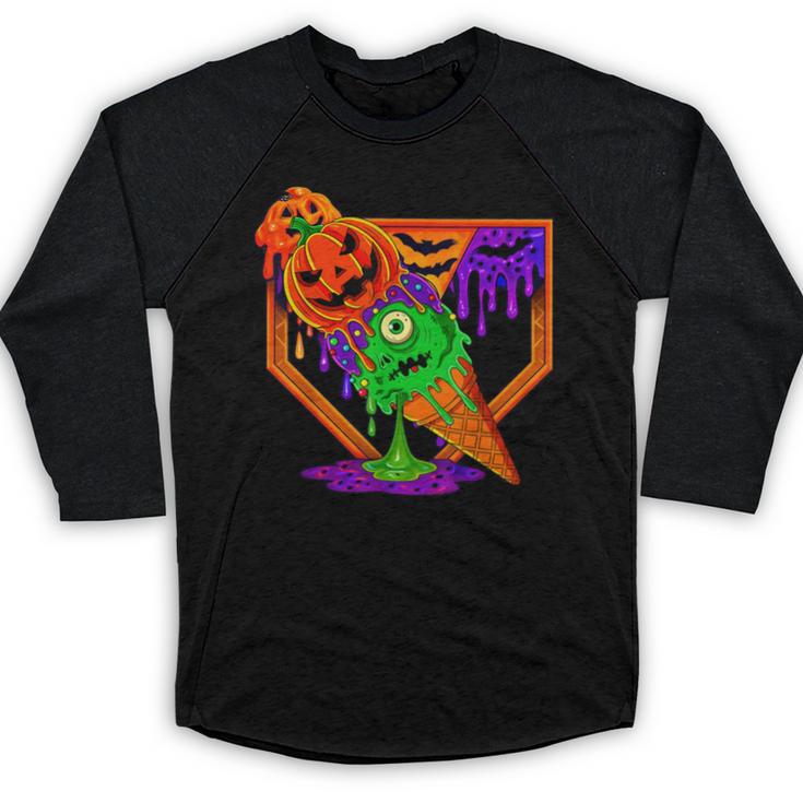 Halloween Baseball Ice Cream Drip Boys Girls Youth Baseball Raglan Shirt