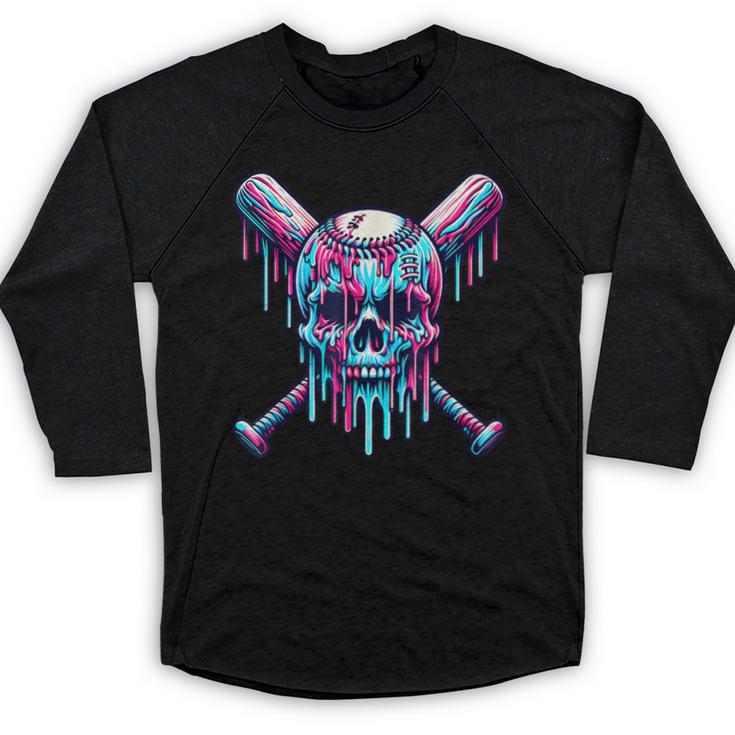 Halloween Baseball Skull Drip Baseball Lifestyle Boy Men Baseball Raglan Shirt