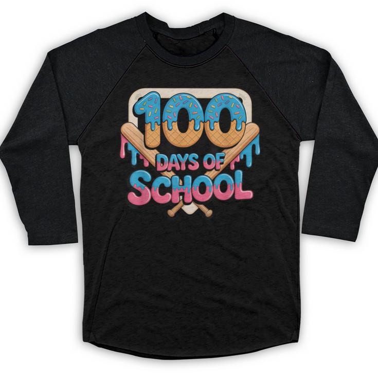 Happy 100 Days Of School Baseball Drip For Kids Teachers Baseball Raglan Shirt
