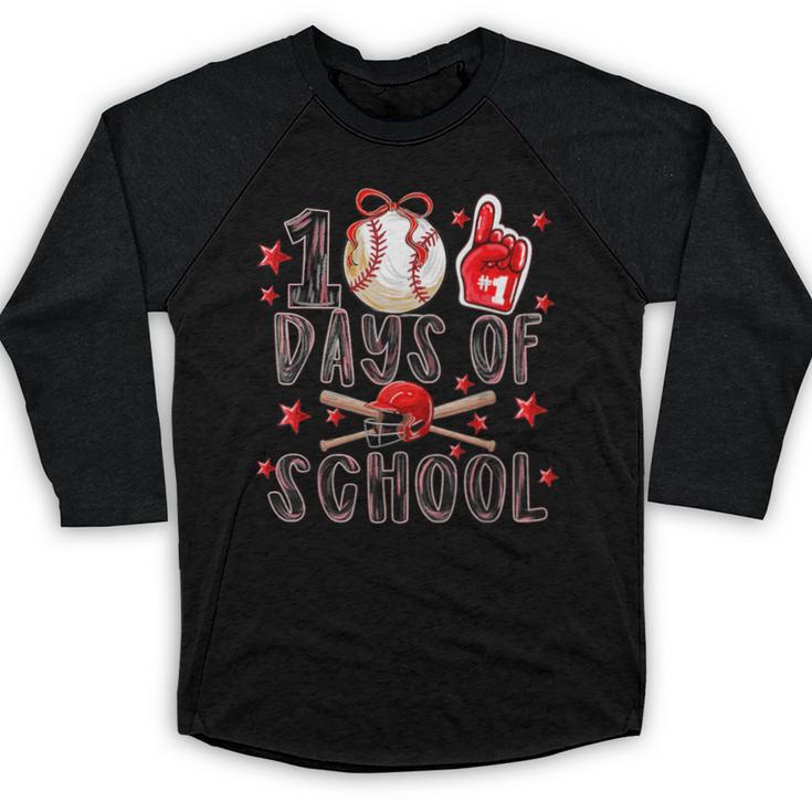 Happy 101 Days Of School Baseball Sports 100th Day Baseball Raglan Shirt
