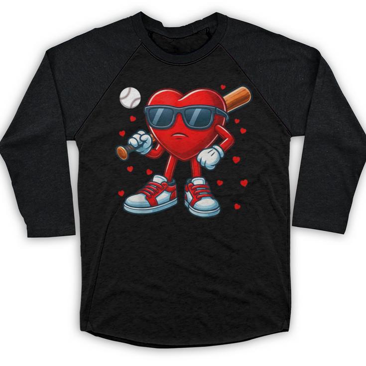 Heart Love Baseball Valentine Outfit Men Boy Baseball Raglan Shirt