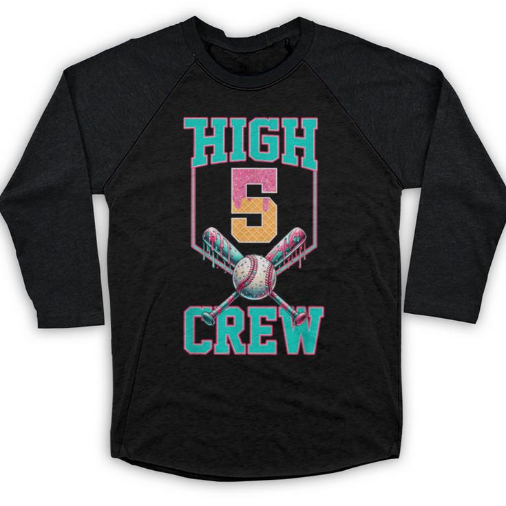 Hi 5 Birthday Party Decorations For Boy Baseball Drip 5th Baseball Raglan Shirt