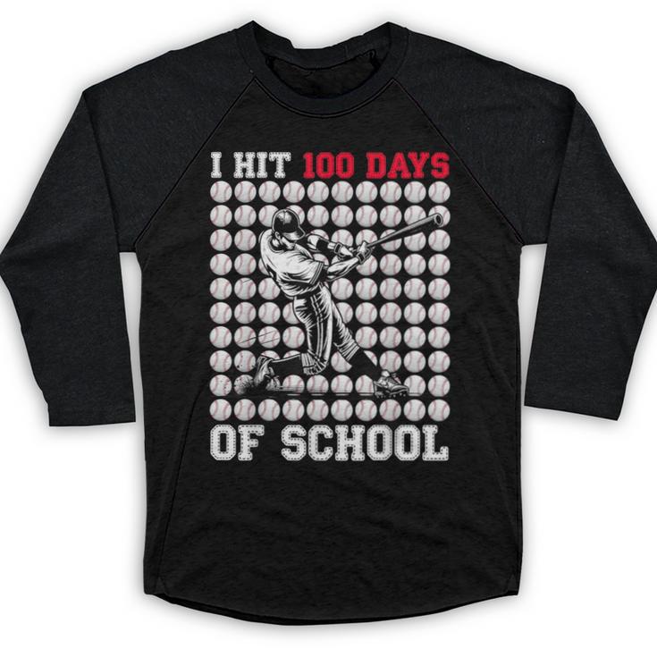 I Hit 100 Days Of School Baseball 100th Day Boys Kids Baseball Raglan Shirt
