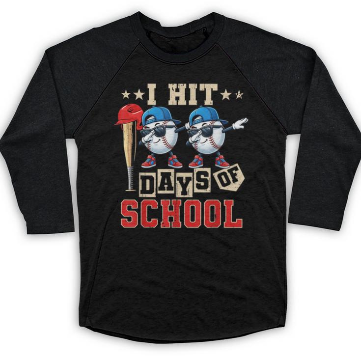 I Hit 100 Days Of School Baseball Kids Boy Teacher 100th Day Baseball Raglan Shirt