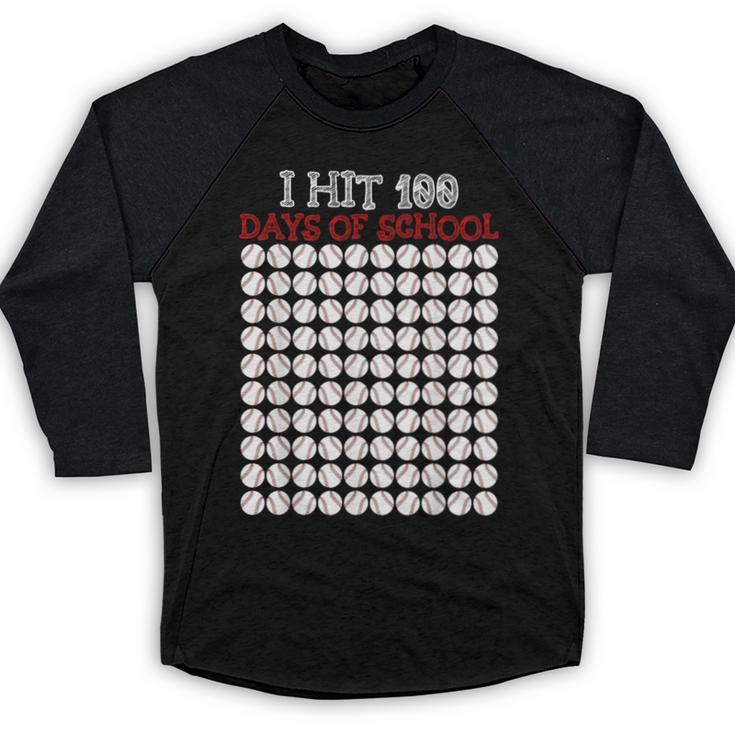 I Hit 100 Days Of School Baseball Lover Teacher Student Baseball Raglan Shirt