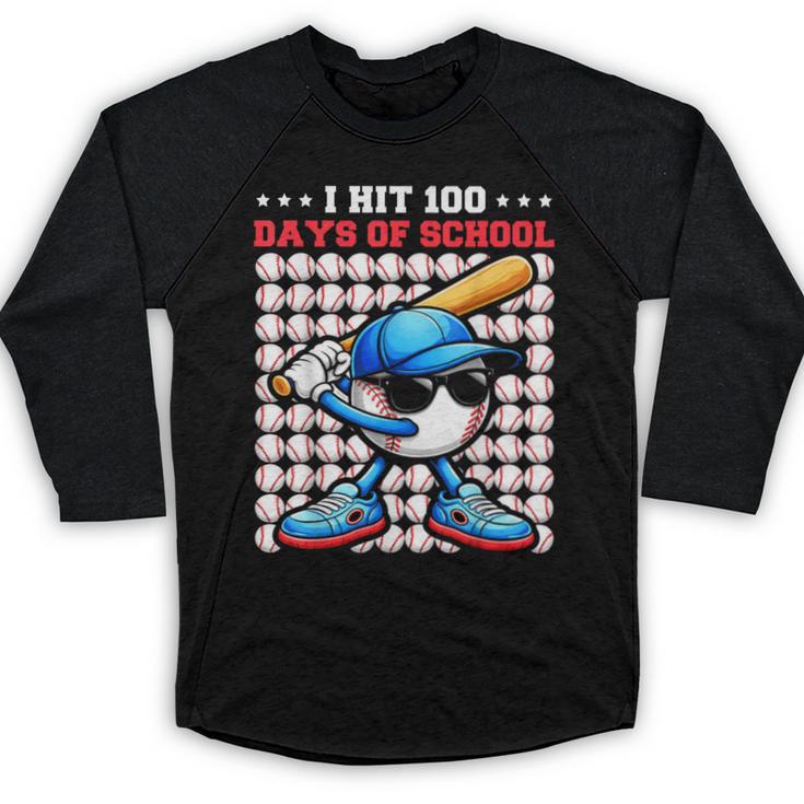 I Hit 100 Days Of School Baseball Player Kids Boys Son Baseball Raglan Shirt