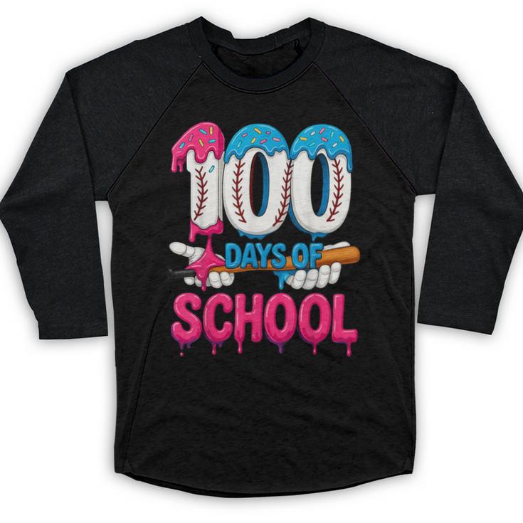 HUGvyn 100 Days Of School Baseball Ice Cream Teacher Student Baseball Raglan Shirt
