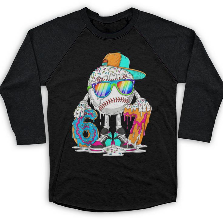 HUGvyn 6 7 Baseball Number Kid Drip Ice Cream Six Seven Meme Baseball Raglan Shirt