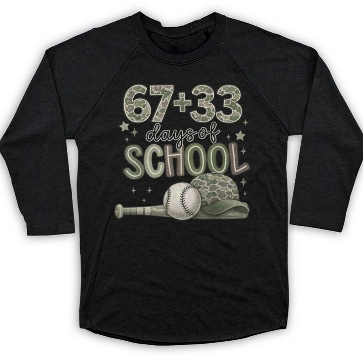 HUGvyn 6733 Days Of School Baseball 100 Days Camo Cap Boys Baseball Raglan Shirt