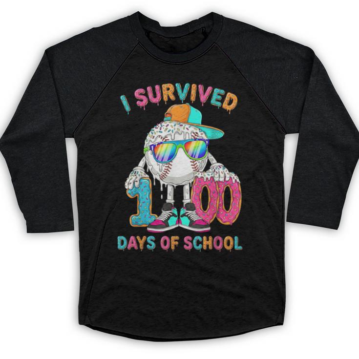 HUGvyn I Survived 100 Days Of School Baseball 6 7 Ice Cream Baseball Raglan Shirt