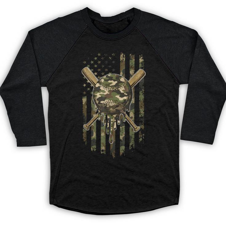 Ice Cream Baseball Drip For Boys Camo USA Flag Camouflage Baseball Raglan Shirt