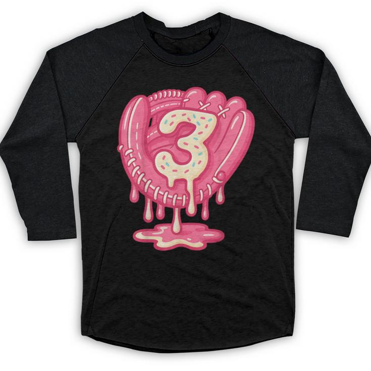 Ice Cream Baseball Glove 3rd Birthday Edition Baseball Raglan Shirt