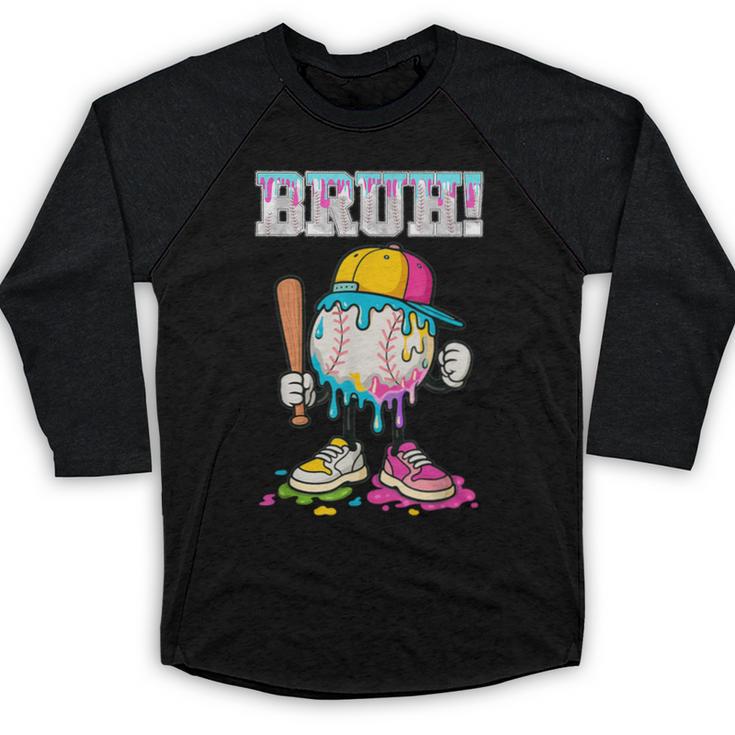 Ice Cream Drip Baseball Bruh Baseball Drip Boy Youth Baseball Raglan Shirt