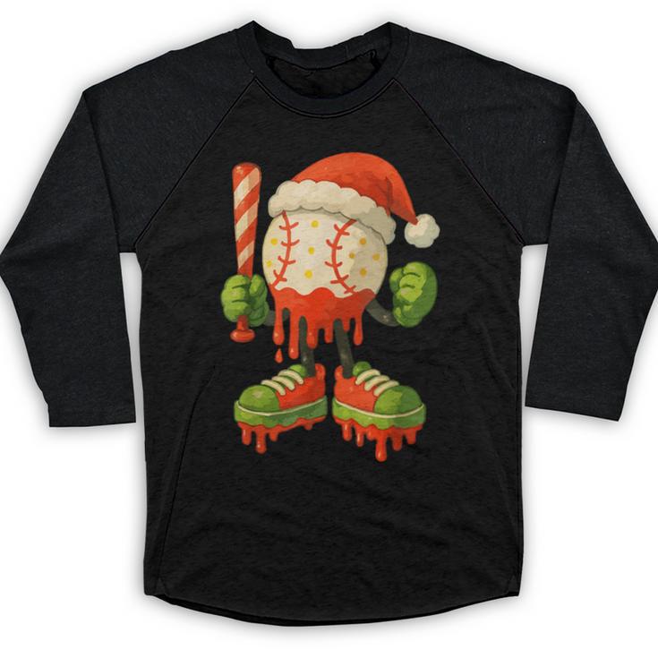 Ice Cream Drip Baseball Christmas Baseball Drip Candy Cane Baseball Raglan Shirt