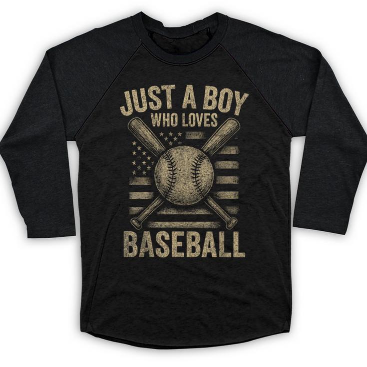Just a Boy Who Loves Baseball Baseball Raglan Shirt